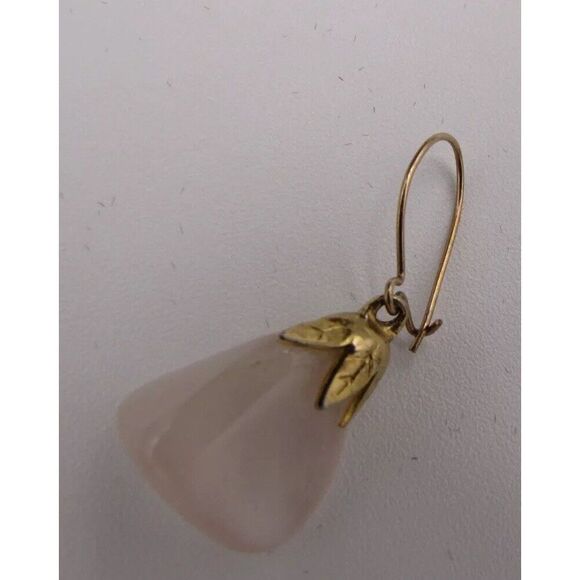 Quartz Gold overlay Dangle Earrings 3.5cm - Picture 2 of 4